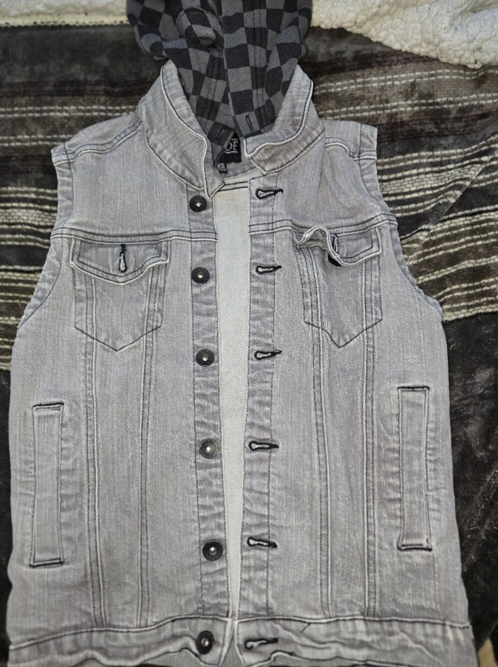 Men's Gray Button-Front Jeans Vest